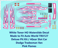 White Toner HO Decal Made for Auto World 4Gear Dodge Tradesman Van Pink Flames
