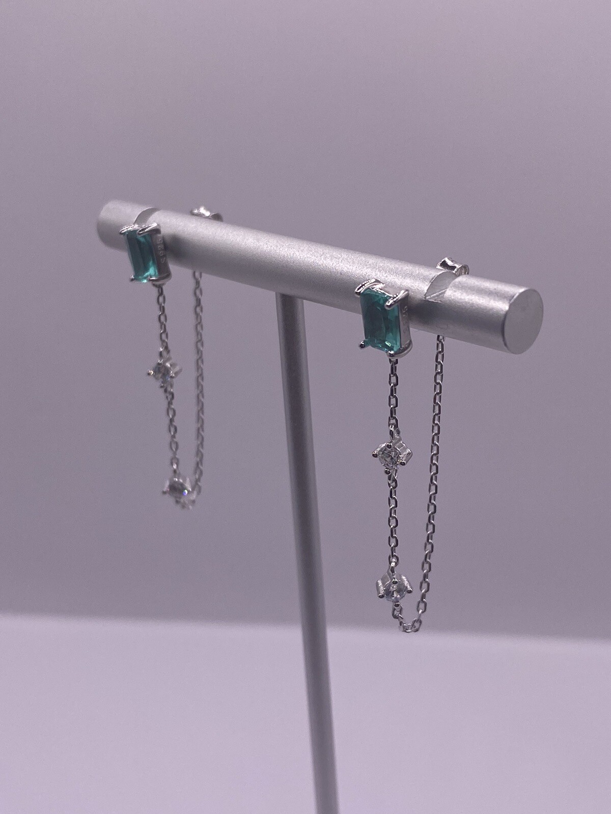 Turquoise Green Gem Stone Tassels Sterling Silver 