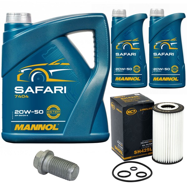 MotoröL Set Mannol 20W-50 Safari 7 Liter + ÖLfilter + Schraube FüR Mercedes SL-image