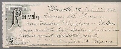 draft expiry bank Reciept Bank eBay NY Gloversville  1901 Draft  $65