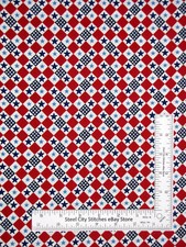 Patriotic Star Check Fabric By The Yard Red Blue Diagonal Stars Cotton by QT