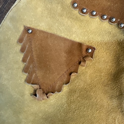 Vintage Girls 20 Inch Waist CUSTOM Leather Cowgirl Skirt Fringe Studs Boho 2T - Picture 2 of 9