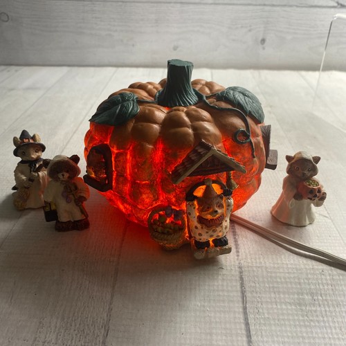 ABC Item 4 PC MUNCHKIN & LIGHTED PUMPKIN SET Halloween Fall Mice Bears Decor Set - Picture 19 of 22