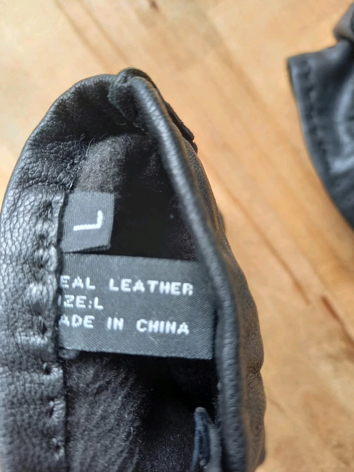 Guantes de cuero negros para hombre cálidos forrados de lana talla mediana buen estado Foto 4 de 4