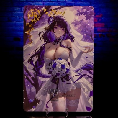 Bride Raiden Shogun Waifu A5 Premium Card Oversized Matte Holo Foil Genshin