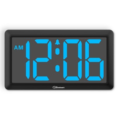 9.5 Inch Large Digital Wall Clock Battery Operated, Auto & Manual Dimmer Disp...