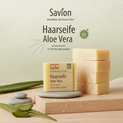Savion Haarseifen-Set Aloe Vera | 4+1 Stück | Bio & Vegan | Für alle Haartypen