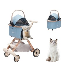 Pet Stroller Small Dogs  Cats Aluminum Two-in-one Split One-Click Foldable Dog