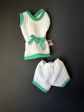 Vintage Mego White Casual Outfit Green Trim Tennis Cheerleader Barbie Clone
