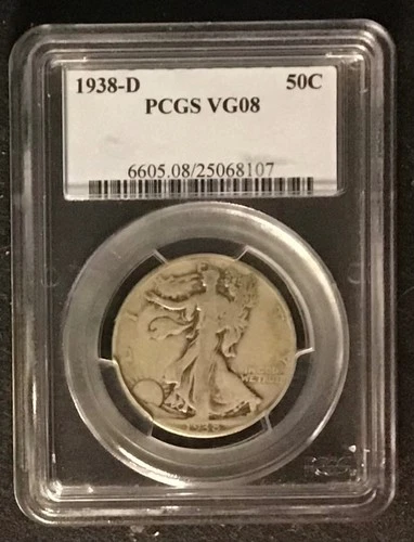 1938-D PCGS VG8 WALKING LIBERTY HALF DOLLAR KEY DATE