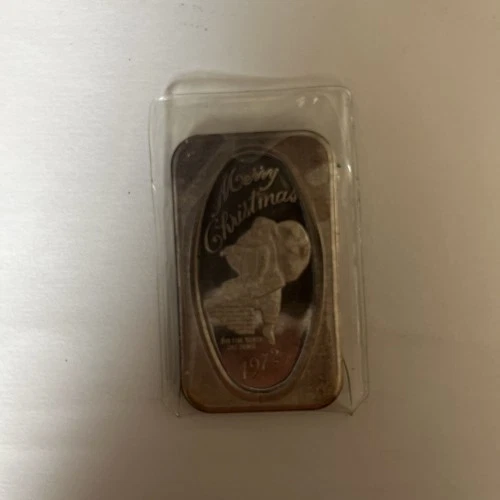 1 oz Silver 1972  MERRY CHRISTMAS   .999 FINE SILVER ART BAR