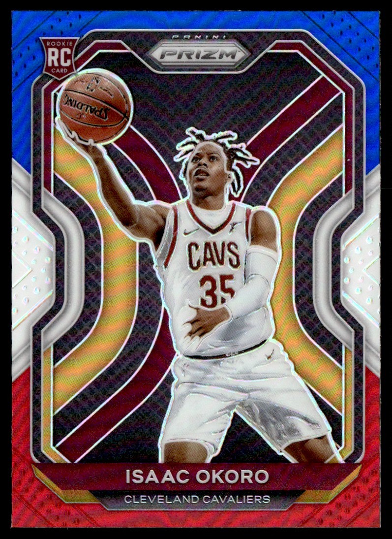 ISAAC OKORO 2020-21 PANINI PRIZM RED WHITE BLUE RC CLEVELAND CAVALIERS #298