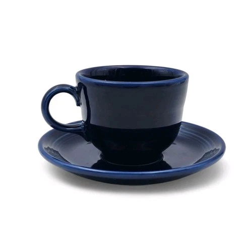 Fiestaware Fiesta Coffee Tea Cup & Saucer Set Cobalt Blue Homer Laughlin