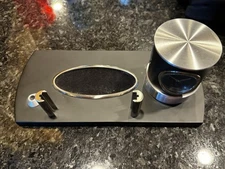 Movado Desk Card Holder Rotating Clock With Thermometer Humidity Display