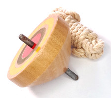 Japanese Wooden Spinning Tops Vintage Pull Metal Tip Toy Classic Craft Decor W20