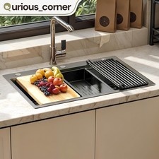 33" Kitchen Sink Drop-In Top Mount Stainless Steel Single Bowl Deep Basin Nano