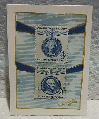 Giftable Collectible OOAK Postal Whimsy Watercolor ACEO 4¢ Champions of Liberty