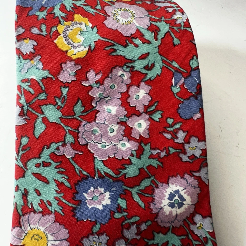 Corbata vintage Liberty of London floral para hombre algodón rojo púrpura estampada Saks Foto 3 de 4