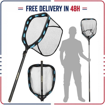 PLUSINNO Fishing Landing Net Telescoping Handle Carbon Fiber Foldable