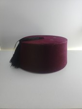 Fez Hat Moroccan Tarbosh Artisanal Burgundy Velvet Traditional Black Tassel Soft