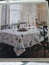 60x104 John Derian Company Cutlery Toss Cotton Linen Machine Washable Tablecloth