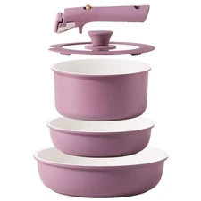 5pcs Pots and Pans Set Non stick,Cookware Set Detachable Handle,kitchen essen...