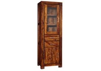 Vitrine Schmal Modern Wohnzimmerschrank Sheesham Massiv Schrank Holz 60X180X40Cm