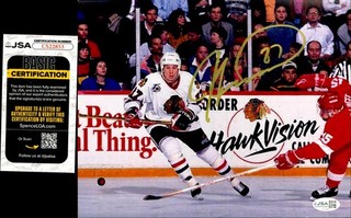 Jeremy Roenick HOF Signed Chicago Blackhawks 8x10 Hockey Photo AUTO JSA COA