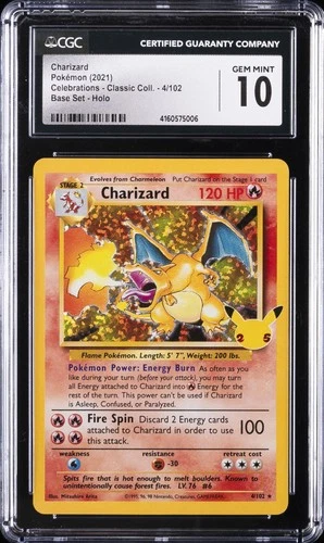 2021 POKEMON CELEBRATIONS CLASSIC COLL #4 CHARIZARD-HOLO CGC 10 GEM MINT