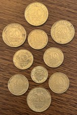 1962-1976 France 5-10-20 Centimes Lot of 10 Mixed Dates World Coins Circulated