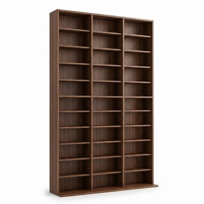 11 Tier Bookshelf 33 Compartment Tall Narrow Media Storage for CDs DVDs White