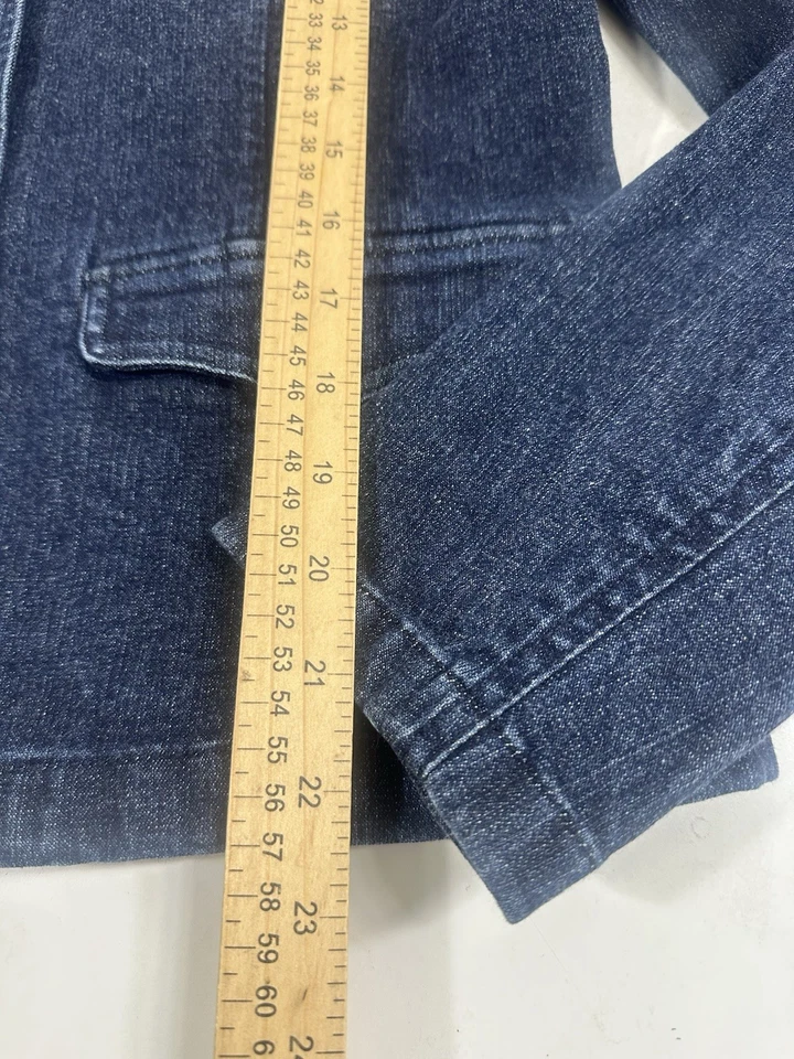 Ralph Lauren Jeans Co Denim Jacket Xl Dark Blue Silver Crest Buttons Blazer - Image 3 of 4