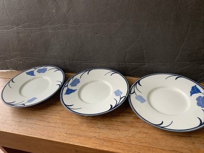 Dansk Japan Tivoli Blue Belles Flours Lot Of 3 Saucers 