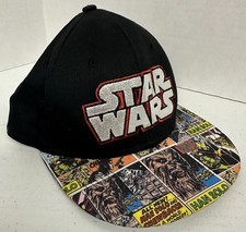 Star Wars Adjustable Snapback Flat Bill Youth Hat Comic Book Panel Black Kids