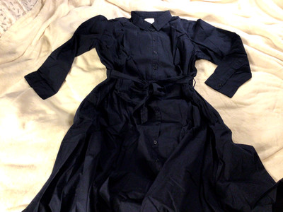 PARI PASSU Maxi Shirt Dress Navy blue Collared Casual NWT Size 56 LS NEW 401ss