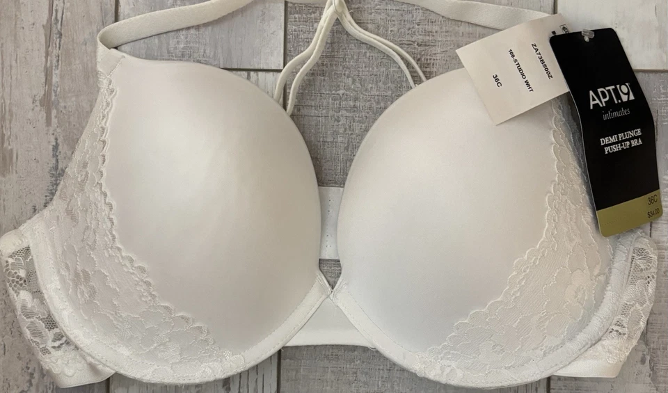 NWT Women's Apt. 9 White 36C Demi Plunge Underwire Push Up Bra ZA73B500Z - Image 3 of 4