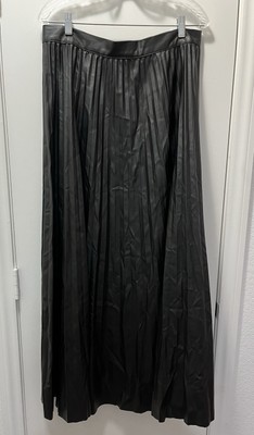 Gabrielle Union NY& C Women s Size: L Black Faux Leather Maxi Skirt Front Slit