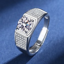 925 Sterling Silber Herren Ring mit 1 Karat Z...