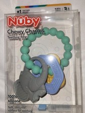 Nuby Chewy Charms Teether Ring - blue/grey Multi- Colored one size NIB