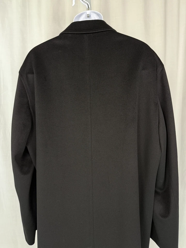Loro Piana Overcoat Men's 44L Black 100% Wool Trench Storm System Made in Italy - Image 4 of 4