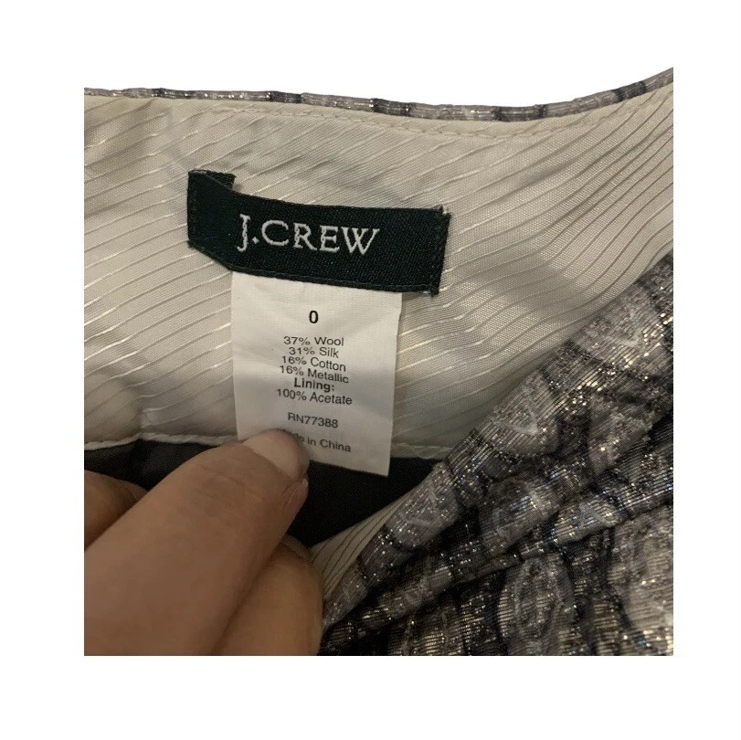 J Crew женщин размер 0 карандаш юбка Gunmetal матлассе металлический принт коктейль - Изображение 3 из 4