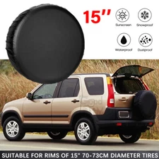 Car 15" Spare Tire Cover Soft Wheel Leather Bag Protect Black For Honda CRV CR-V