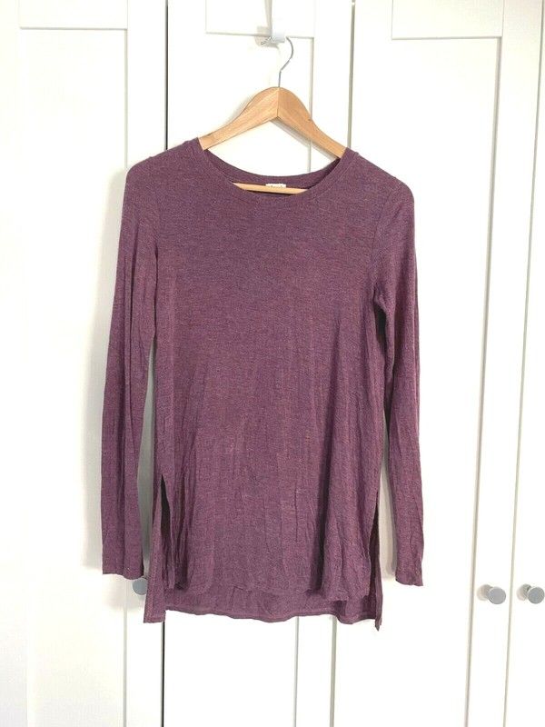GARAGE Tunic Top sz XS Long Sleeve T-shirt Purple SOFT Hi Lo Rayon Knit