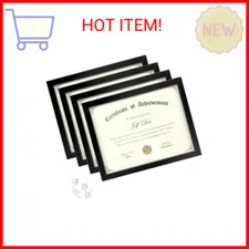 HappyHapi 8.5x11 Picture Frames Certificate Frame | 4 Pack Document Frames Bulk 