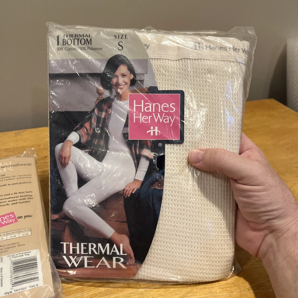 New Vtg Hanes Her Way Thermal Wear Top Bottom Women's Long Johns Size S - Image 4 of 4