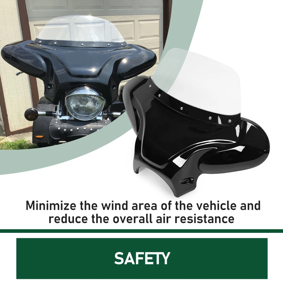 Universal Front Fairing Batwing Windshield Windscreen For Harley Yamaha Suzuki - Image 4 of 4