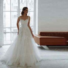 A Line Women's Wedding Dresses Pretty Exquisite Appliques Lace Bride Gowns