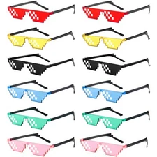 12 Pack Unisex Thug Life Party Sunglasses 8 Bits Style Pixel Mosaic Glasses