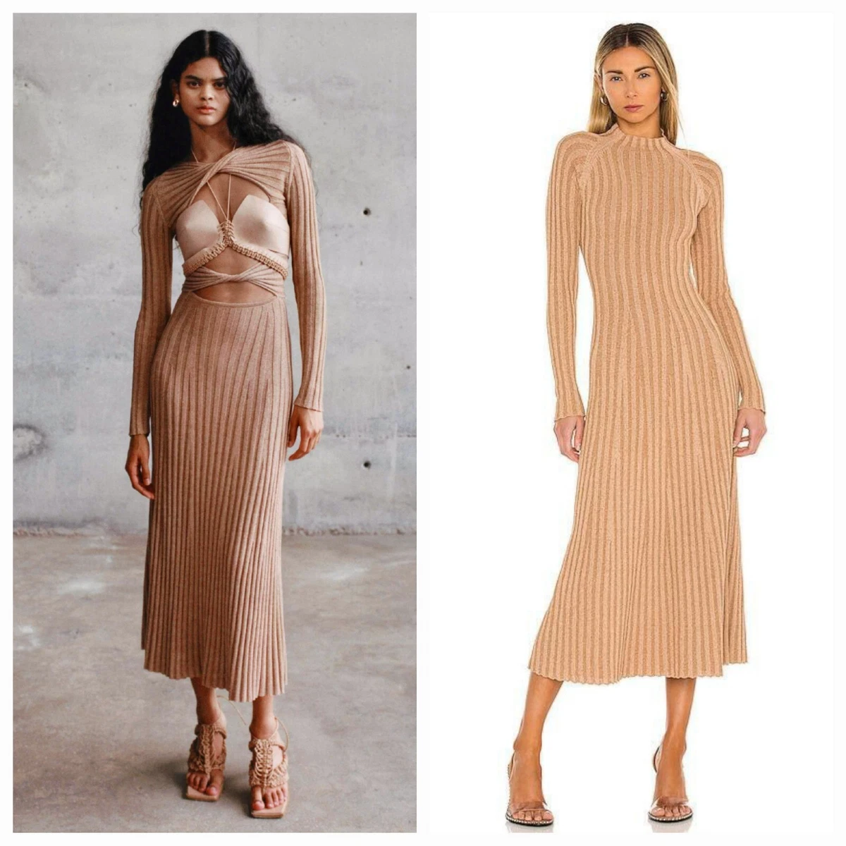 Dion Lee Natural Stripe Rib Dress in Desert Timber Size XS NWT