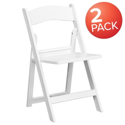 Flash Furniture 2-Pk HERCULES White Folding, Slatted Seat 2-LE-L